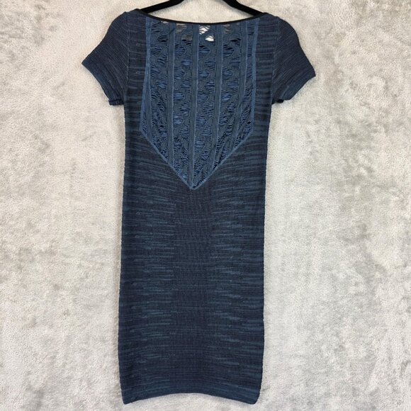 BCBGeneration Dress Womens XS/S Blue Cloudy Sky Knit Bodycon Short Sleeve - Picture 11 of 11